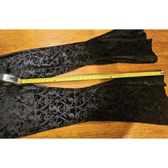 Killstar Chill Daze Yoga Pants Medium Black Velvet Patterned Flare Goth Rare - Picture 11 of 13